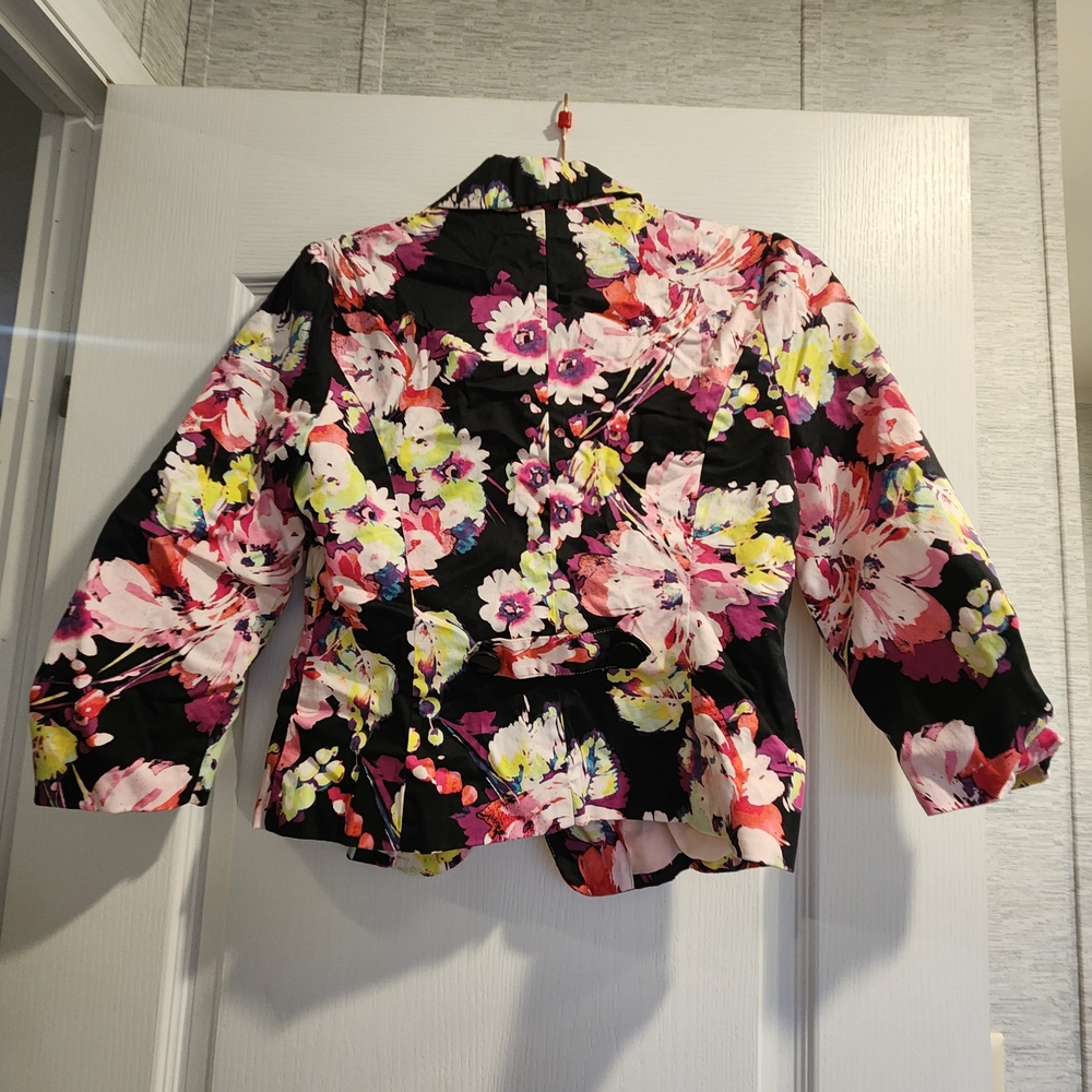 Candies Womens Floral Blazer with Vibrant Colors Size M Euc - Picture 3 of 3